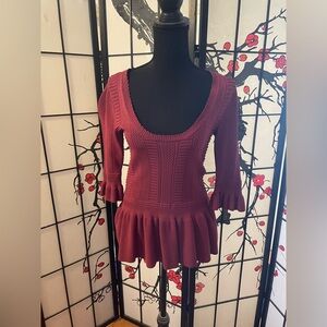 Torn by Ronny Kobo Burgundy Knit Top